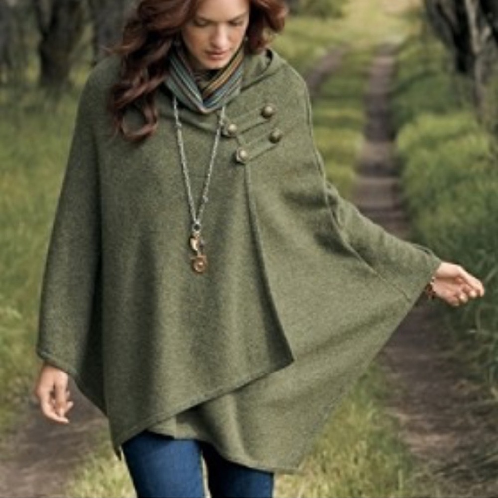 Pendleton Lambs Wool Handkerchief Hem Hoodie Cape… - image 6